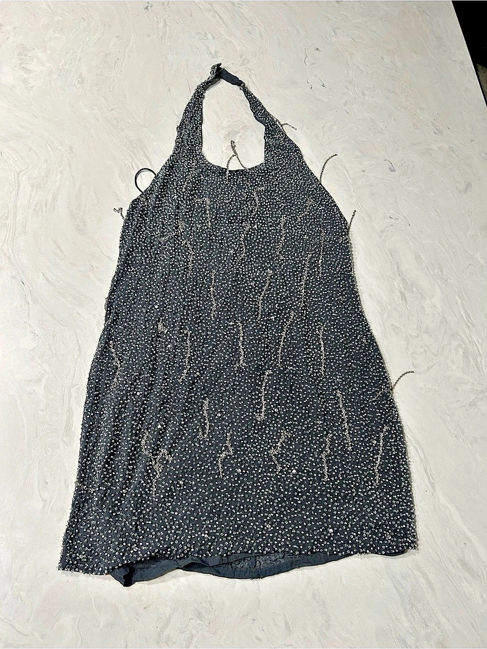 Haute Hippie "Thunderball" Beaded Silk Halter Mini Dress - Excellent Condition